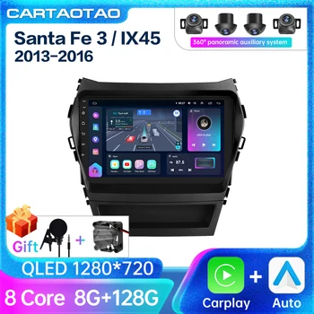 Android 11 Carplay Útvarpinu fyrir Hyundai Santa Fe 3 2013-2016 leikmaður að spila með GPS Siglingar Android farartæki 2din autoradio 8+128
