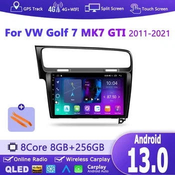 Fyrir Volkswagen BJ Golf 7 MK7 GTI 2011 - 2021 Margmiðlun Android 13 Útvarpinu Carplay HD Skjánum Farartæki GPS Hljómtæki Spilara 2din