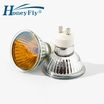 HoneyFly 3pcs Halógen Amber Lampa 35W 50W 110V/220V GU10 Dimmable Appelsína Lampa Peru Blettur Ljós Kvars Arinn Somine