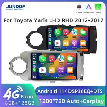 Jundof Útvarpinu Autoradio Android 10.0 Fyrir Toyota Yaris 2012-2017 GPS Siglingar Leikmaður að spila Carplay Hljómtæki 2 Din DVD HU
