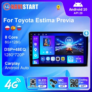 NAVI BYRJA Fyrir Toyota Estima R 2016+ Útvarpinu Android 10 Farartæki DSP Carplay 4G WIFI nokkur orð GPS Siglingar Ekki DVD-Spilari 2 Din